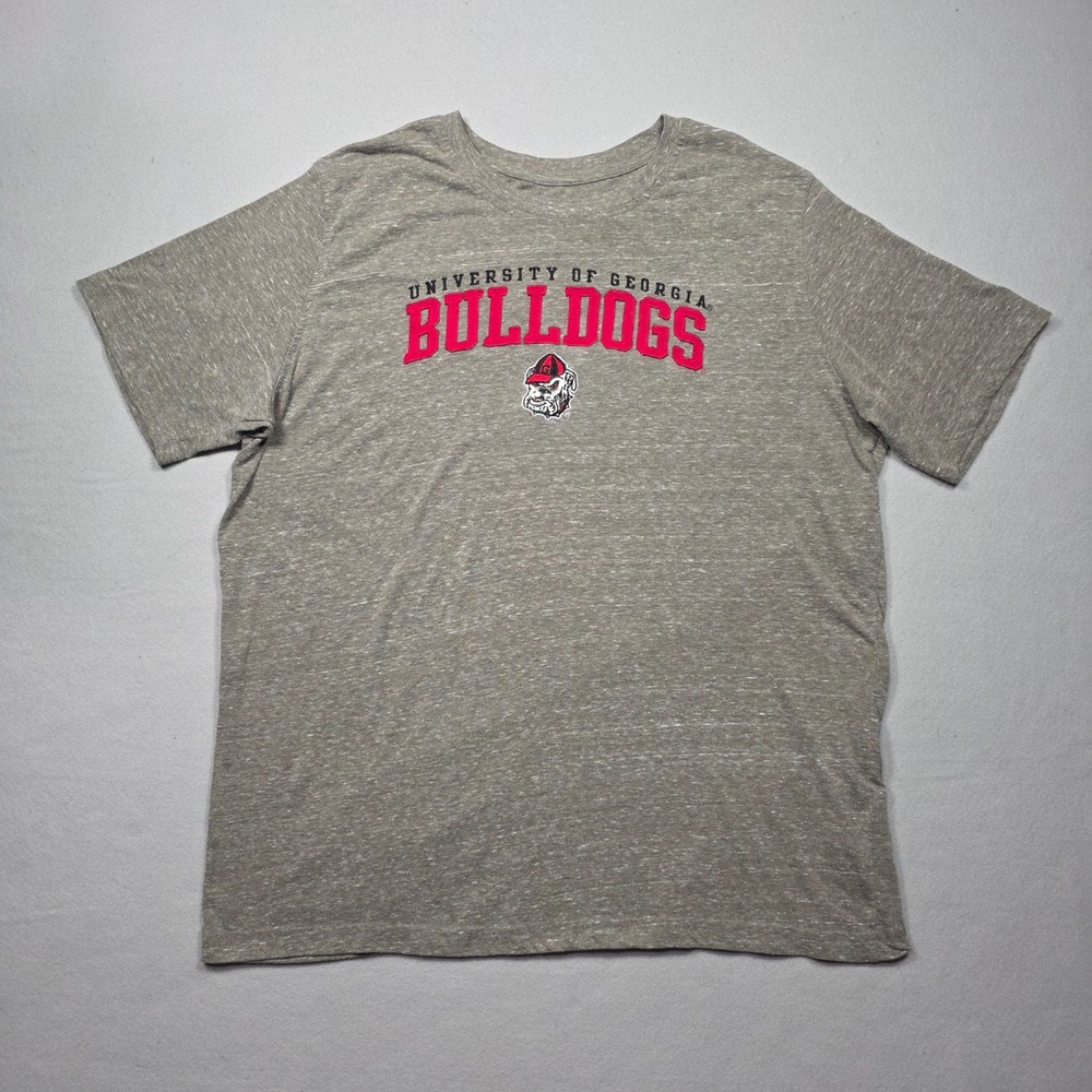 Georgia Bulldogs Gray Heathered Stitched Applique Tee - Men's Size 2XL